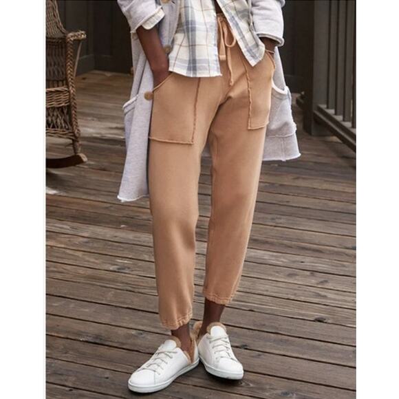 Frank & Eileen Pants - FRANK & EILEEN Sz S Small Camel Tan Eamon Patch Pocket Jogger Sweatpants Pants
